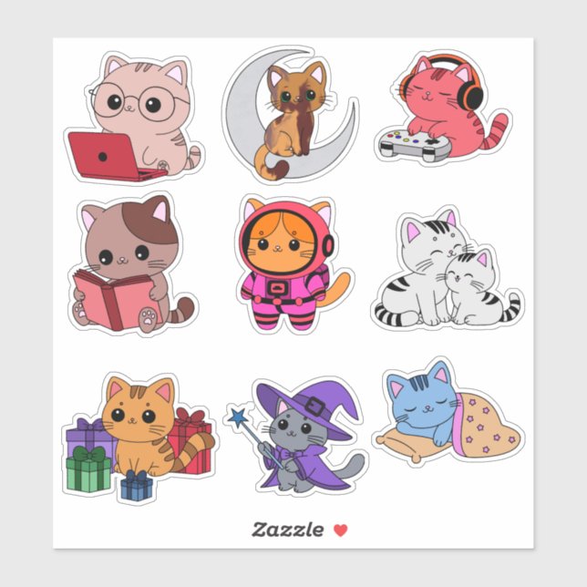 Adesivo Whimsical Cat Sticker Pack (Folha)