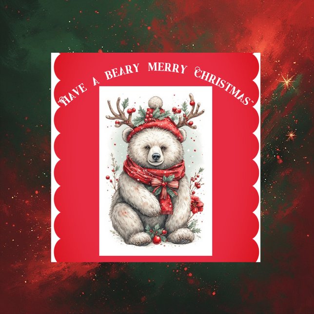 Adesivo Whimsical Christmas Bear Quote Playful Quirky Cute (Whimsical Christmas Bear Quote Playful Quirky Cute Sticker)