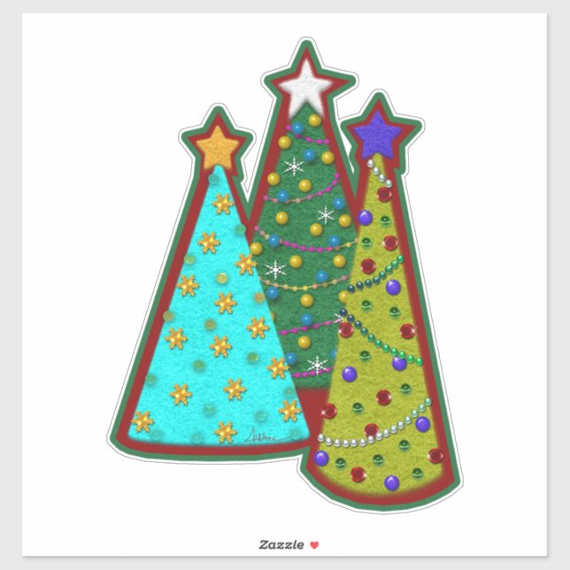 Adesivo Whimsical Christmas Trees Faux Felt Style (Folha)
