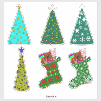 Adesivo Whimsical Felt Look Christmas Trees & Stockings