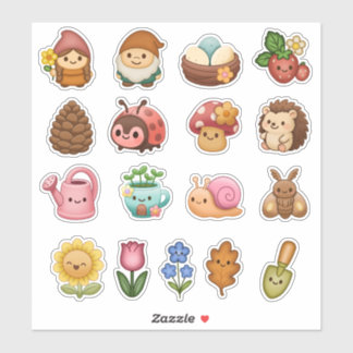 Adesivo Whimsical Garden Friends Custom-Cut Vinyl Sticker