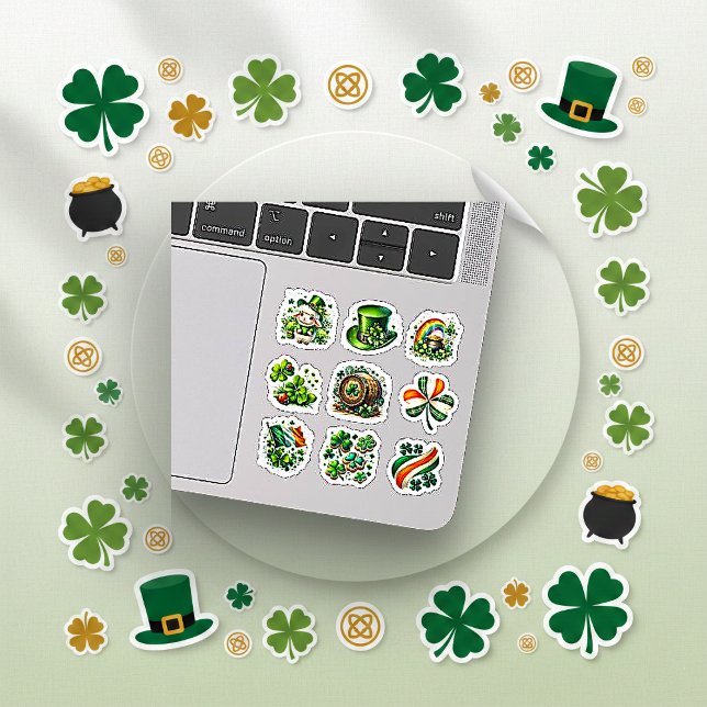 Adesivo Whimsical Green Irish Folk St. Patrick’s Day Set (Criador carregado)