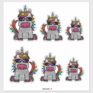 Adesivo Whimsical Rainbow Unicorn Glitter Sparkly Sticker