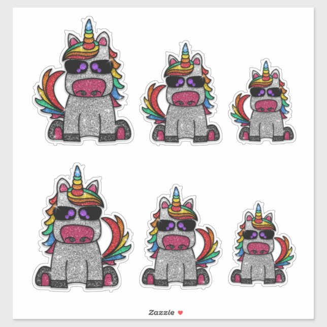 Adesivo Whimsical Rainbow Unicorn Glitter Sparkly Sticker (Folha)