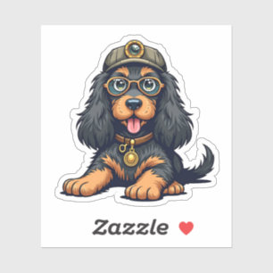 Adesivo Whimsical Steampunk Cocker Spaniel, Detetive Pup,