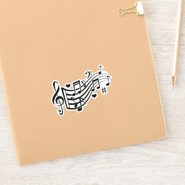 Adesivo Whispers Harmoniosos: Sinta o Ritmo - Notas de Mús (Notebook)