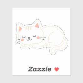Adesivo White Cat Sleeping – Adorable Soft Pet Art