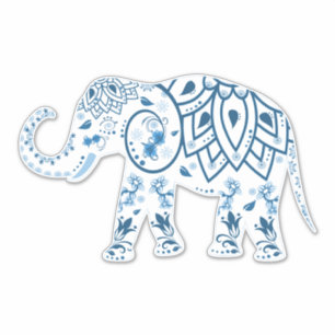 Adesivo White Elephant Blue Boho