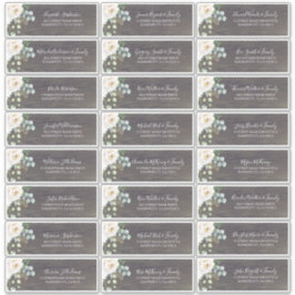 Adesivo White Flowers Rustic Guest Names Endereço Labels