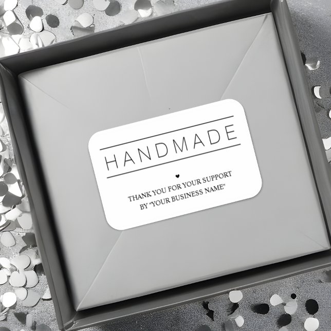 Adesivo White Minimalist Handmade Artisan Gratitude  (Artisan Gratitude: White Minimalist Sticker for Small Handmade Businesses.)