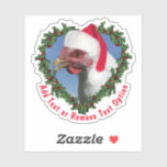 Adesivo White Plymouth Rock Chicken Wreath Christmas<br><div class="desc">* Um pouco de frango de Natal, Rosie, o Frango White Plymouth Rock, vestindo um lindo Chapéu de Papai Noel em uma coraçãozinha de férias em forma de coração. * Várias opções de tamanho e escolha matemática brilhante ou transparente! * Adicione seu texto, nome da família, evento, ano ou mensagem...</div>
