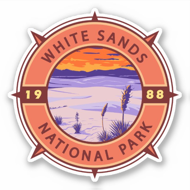 Adesivo White Sands National Park Retro Compass Emblem (Frente)