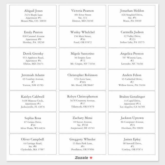 Adesivo White Simple, moderno endereço de convidados de Na (Folha)