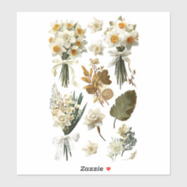 Adesivo White Yellow Daffodils Spring Easter Wedding 