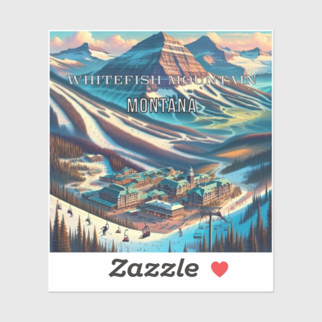 Adesivo Whitefish Mountain Montana 3 Inch Vinyl Sticker (Folha)