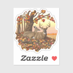 Adesivo Whitetail Deer no outono de Nova Inglaterra cai em