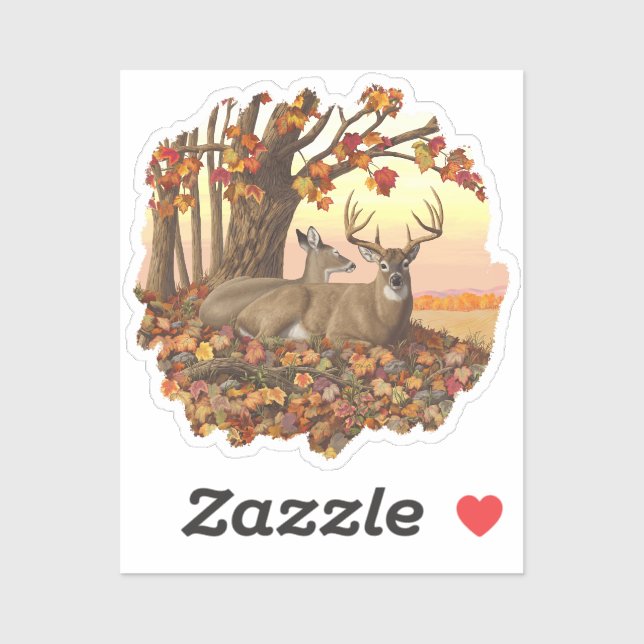 Adesivo Whitetail Deer no outono de Nova Inglaterra cai em (Folha)