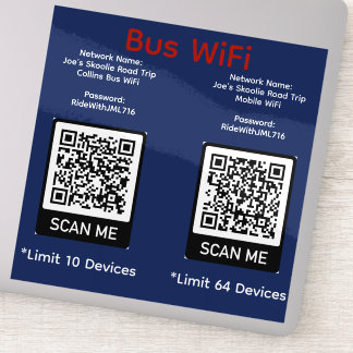 Adesivo WiFi do Ônibus Collins da Viagem de Joe