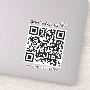Adesivo Wifi Scan To Connect Password Qr Code White