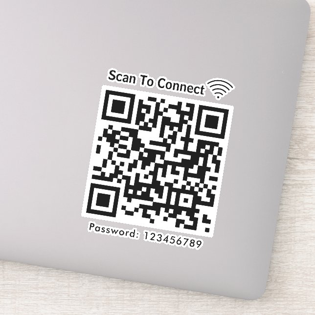Adesivo Wifi Scan To Connect Password Qr Code White (Detalhe)