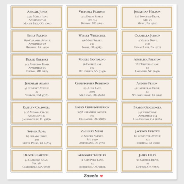 Adesivo Wildflower Fern Beige Dourado Endereço de Convidad (Folha)