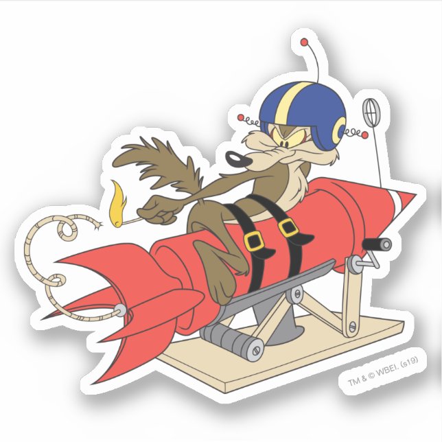 小物 wile_e_coyote57 Adesivo WILE E. COYOTE™ Lançando Foguete Vermelho | Zazzle Brasil