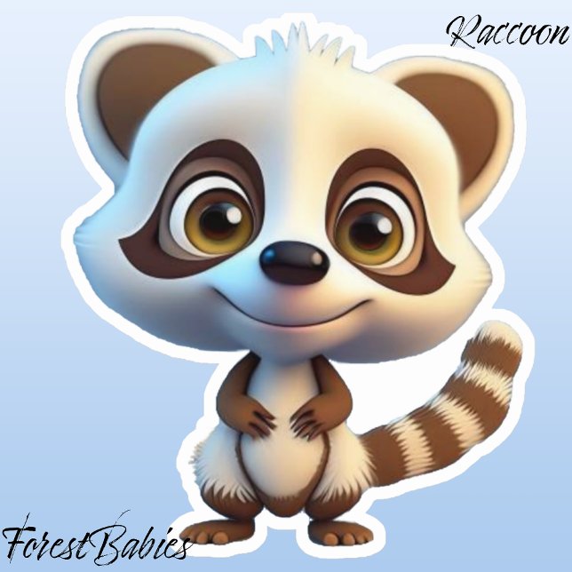 Adesivo Willife Raccoon Woodland Animal Cartoon (Raccoon ForestBabies Sticker)