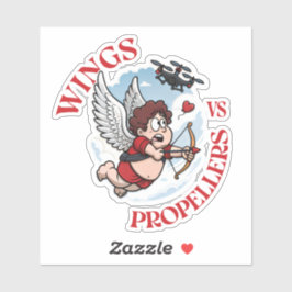 Adesivo Wings vs Propellers, Cupidon vs Drone, Valentine’s