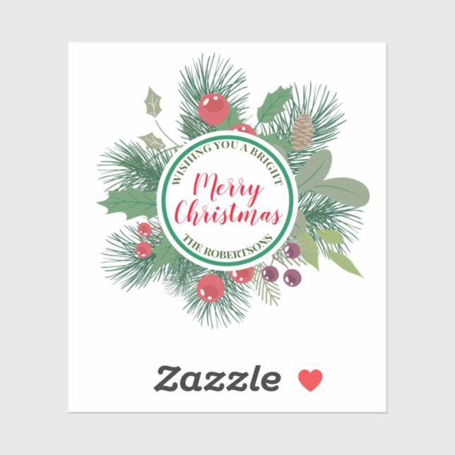 Adesivo Winter Greenery Wreath Feliz Natal (Folha)