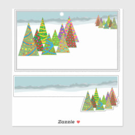 Adesivo Winter scene with xmas trees