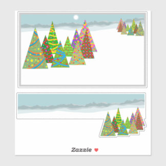 Adesivo Winter scene with xmas trees
