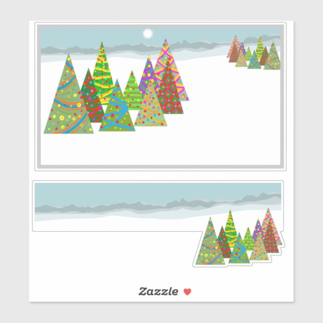 Adesivo Winter scene with xmas trees (Folha)