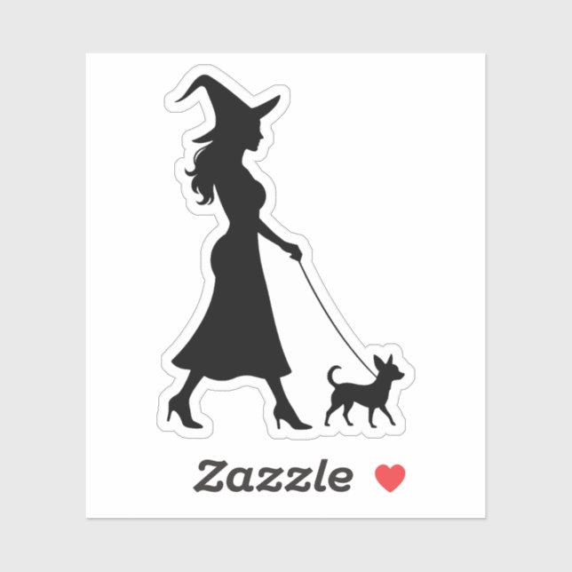 Adesivo Witch Walking Chihuahua (Folha)