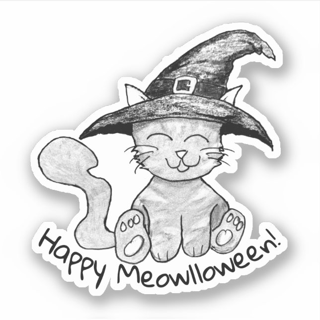 Adesivo Witchy Kitty Halloween (Frente)