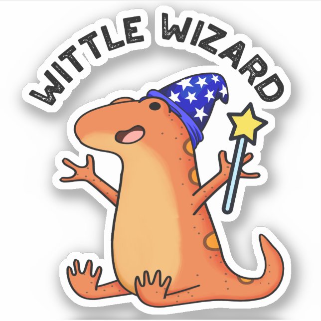 Adesivo Wittle Wizard Funny Lizard Pun (Frente)