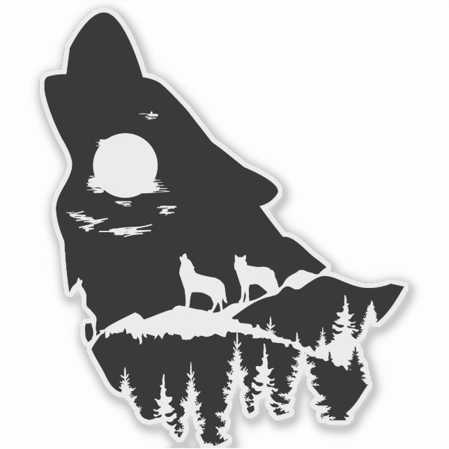 Adesivo Wolf Head Silhouette Sticker (Frente)