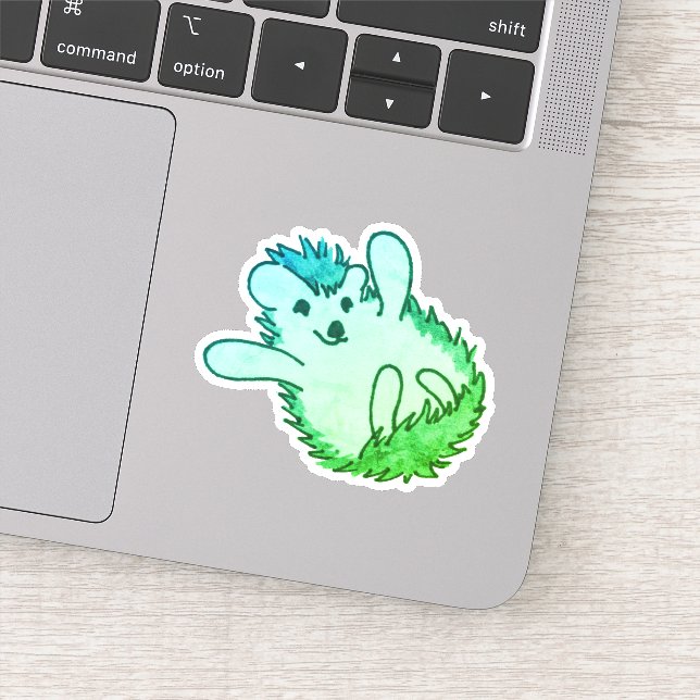 Adesivo Woodland Animal Art Green Adorável Happy Hedgehog (Detalhe)