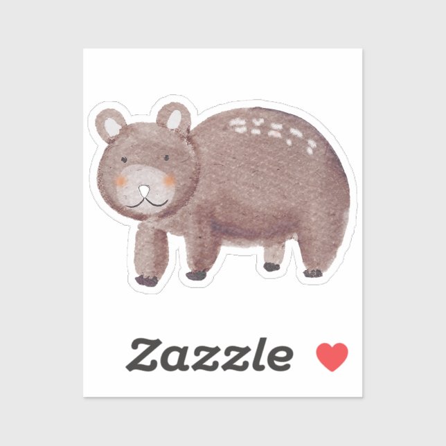 Adesivo Woodland Bear Watercolor (Folha)