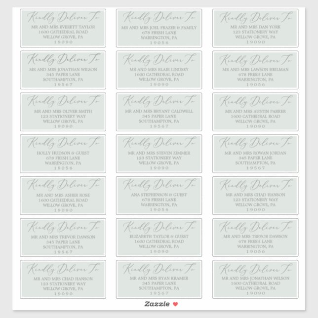 Adesivo Woodland Mint Green Wedding Guest Address Labels (Folha)