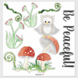Adesivo Woodland Owl Floral Watercolor Seja Um Enfermeiro