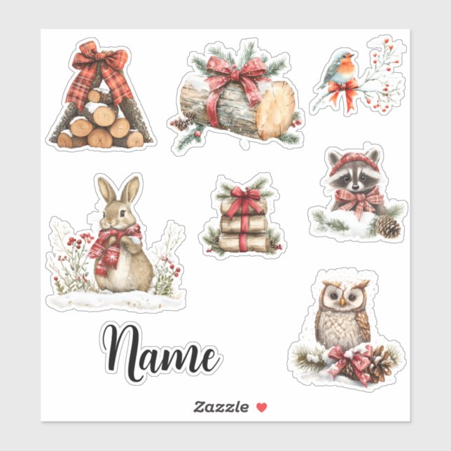 Adesivo Woodland Winter Personalizado (Folha)