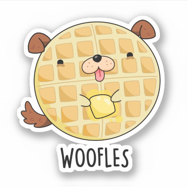 Adesivo Woofles Funny Doggy Waffle Pun (Frente)