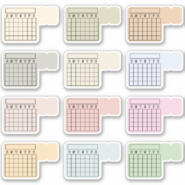 Adesivo Writable Monthly Index Tab Calendar Habit Tracker  (Frente)