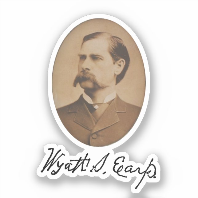 Adesivo Wyatt Earp Retrato e Assinatura (Frente)
