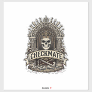 Adesivo Xadrez Antigo Checkmate Skull King
