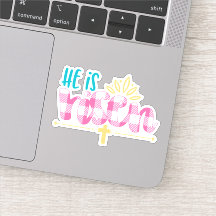 Xadrez azul rosa Ele é Risen Cross Vinyl Sticker