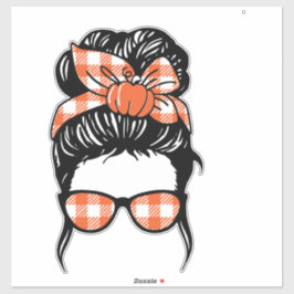 Adesivo Xadrez laranja com Pumpkin Bandana Messy bun