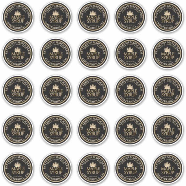 Adesivo Xarope de 2,25" Dourado folha à prova de água pret (Frente)