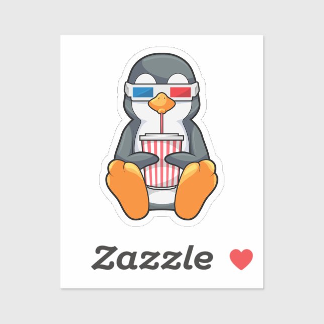 Adesivo Xícara de Bebendo dos Óculos de cinema pinguins (Folha)