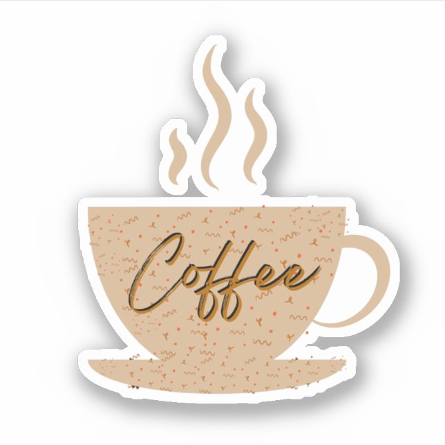 Adesivo Xícara de café e texto de café com corações (Frente)